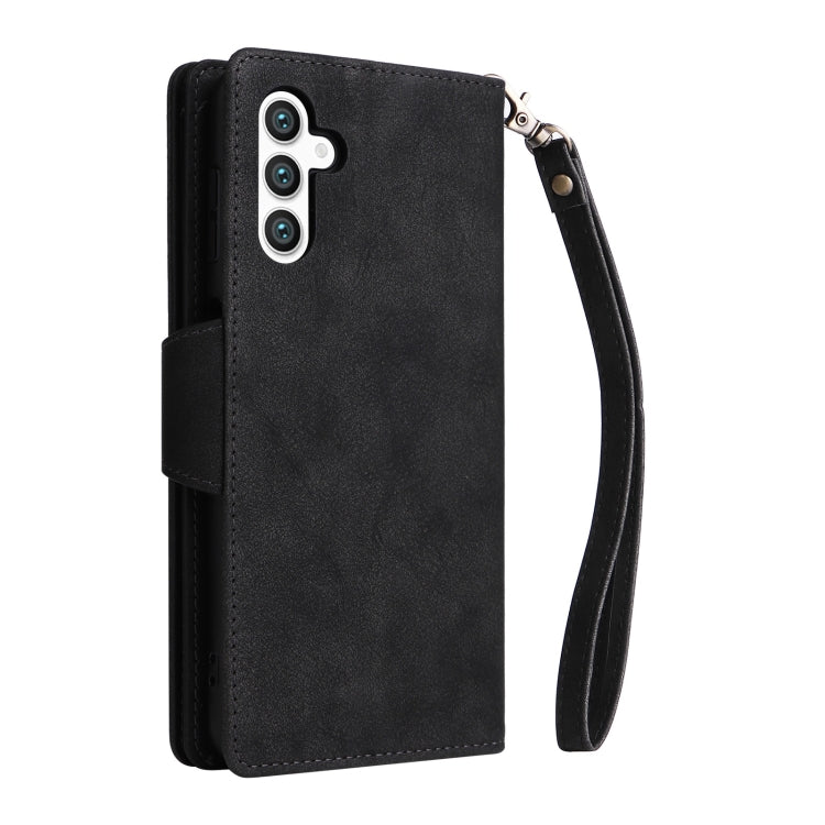 For Samsung Galaxy S25+ 5G Rivet Buckle 9 Cards Three Fold Leather Phone Case(Black) by buy2fix