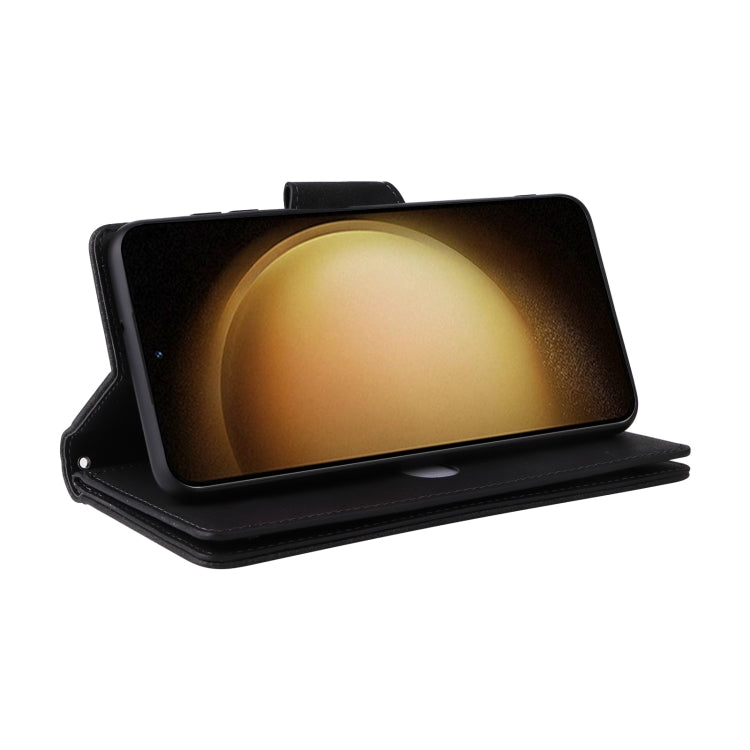 For Samsung Galaxy S25+ 5G Rivet Buckle 9 Cards Three Fold Leather Phone Case(Black) by buy2fix