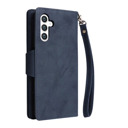 For Samsung Galaxy S25+ 5G Rivet Buckle 9 Cards Three Fold Leather Phone Case(Blue) by buy2fix