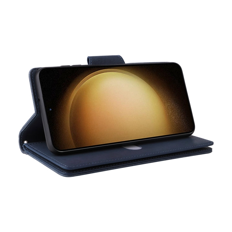 For Samsung Galaxy S25+ 5G Rivet Buckle 9 Cards Three Fold Leather Phone Case(Blue) by buy2fix