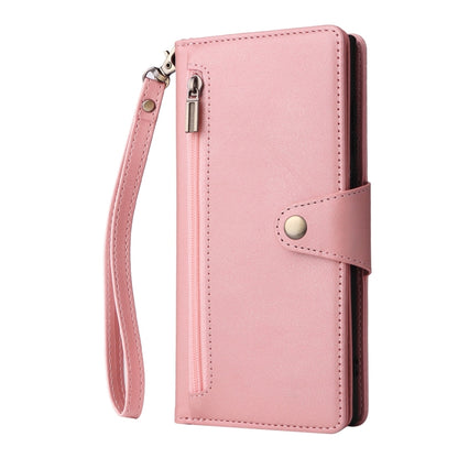 For Samsung Galaxy S25 Ultra 5G Rivet Buckle 9 Cards Three Fold Leather Phone Case(Rose Gold) by buy2fix