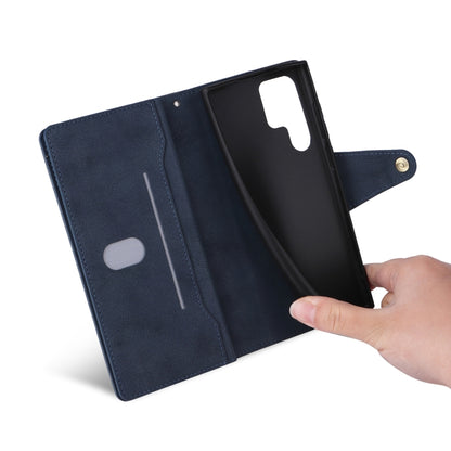 For Samsung Galaxy S25 Ultra 5G Rivet Buckle 9 Cards Three Fold Leather Phone Case(Blue) by buy2fix