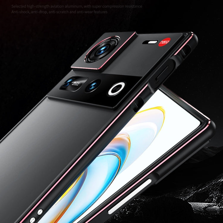 For ZTE nubia Z70 Ultra Aurora Series Lens Protector + Metal Frame Phone Case(Blue Silver) - ZTE Cases by buy2fix | Online Shopping UK | buy2fix