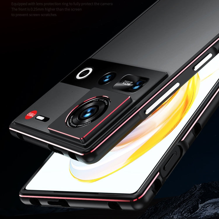 For ZTE nubia Z70 Ultra Aurora Series Lens Protector + Metal Frame Phone Case(Black Silver) - ZTE Cases by buy2fix | Online Shopping UK | buy2fix