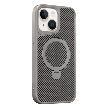 For iPhone 15 Carbon Fiber Texture 360 MagSafe Holder Phone Case(Titanium Gray) - iPhone 15 Cases by buy2fix | Online Shopping UK | buy2fix