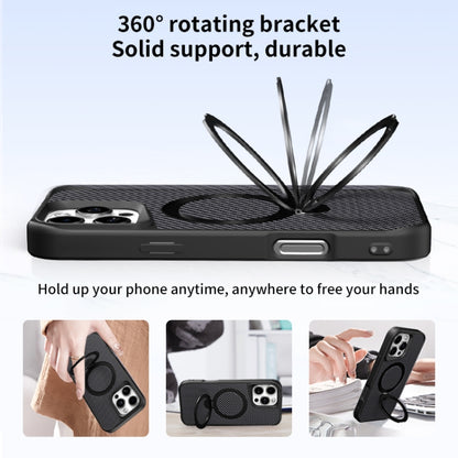 For iPhone 14 Pro Carbon Fiber Texture 360 MagSafe Holder Phone Case(Purple) - iPhone 14 Pro Cases by buy2fix | Online Shopping UK | buy2fix