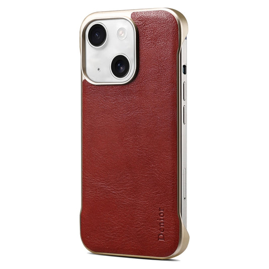 For iPhone 15 Denior MagSafe Genuine Leather Calf Texture  Phone Case(Red) - iPhone 15 Cases by Denior | Online Shopping UK | buy2fix