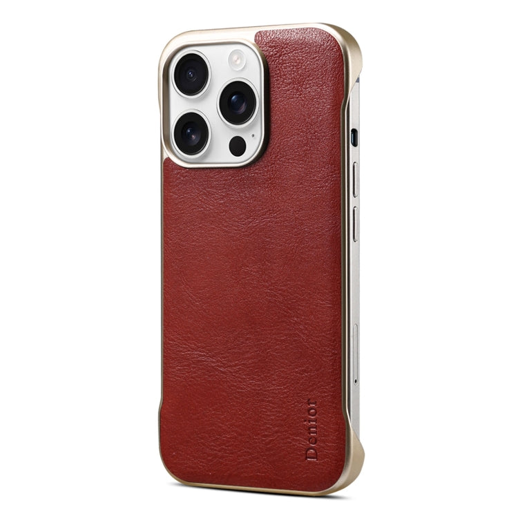 For iPhone 14 Pro Max Denior MagSafe Genuine Leather Calf Texture  Phone Case(Red) - iPhone 14 Pro Max Cases by Denior | Online Shopping UK | buy2fix