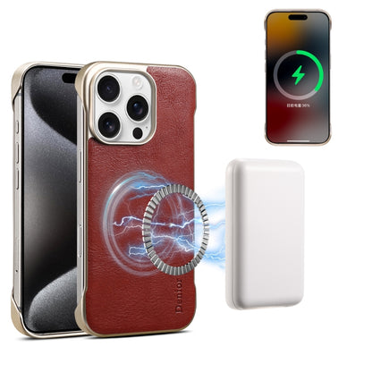 For iPhone 14 Pro Max Denior MagSafe Genuine Leather Calf Texture  Phone Case(Black) - iPhone 14 Pro Max Cases by Denior | Online Shopping UK | buy2fix