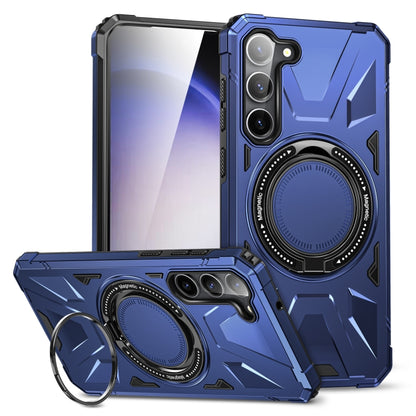 For Samsung Galaxy S25 5G MagSafe Magnetic Shockproof Phone Case with Ring Holder(Navy Blue) by buy2fix
