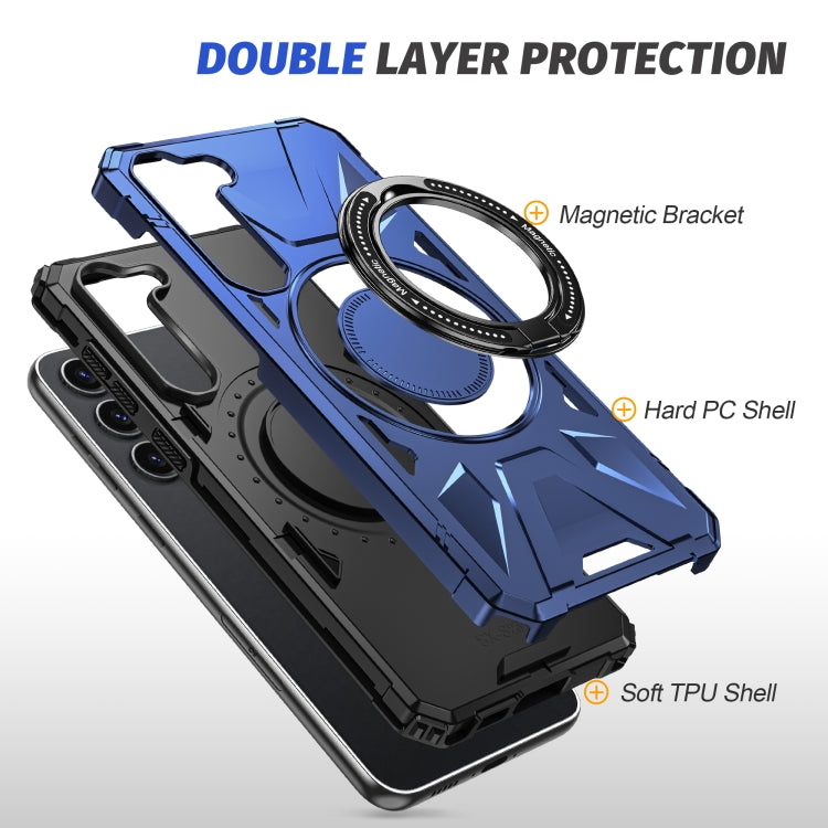 For Samsung Galaxy S25 5G MagSafe Magnetic Shockproof Phone Case with Ring Holder(Navy Blue) by buy2fix