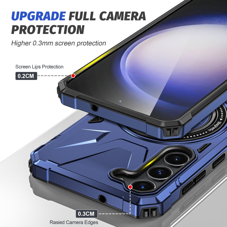 For Samsung Galaxy S25 5G MagSafe Magnetic Shockproof Phone Case with Ring Holder(Navy Blue) by buy2fix