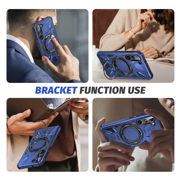 For Samsung Galaxy S25 5G MagSafe Magnetic Shockproof Phone Case with Ring Holder(Navy Blue) by buy2fix