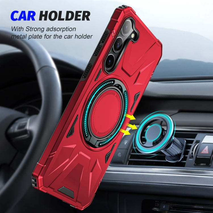 For Samsung Galaxy S25 5G MagSafe Magnetic Shockproof Phone Case with Ring Holder(Red) by buy2fix