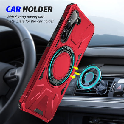 For Samsung Galaxy S25 5G MagSafe Magnetic Shockproof Phone Case with Ring Holder(Red) by buy2fix