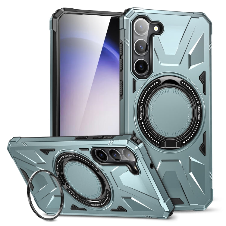 For Samsung Galaxy S25 5G MagSafe Magnetic Shockproof Phone Case with Ring Holder(Green) by buy2fix
