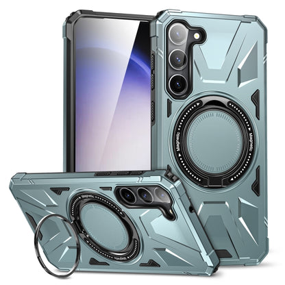 For Samsung Galaxy S25 5G MagSafe Magnetic Shockproof Phone Case with Ring Holder(Green) by buy2fix