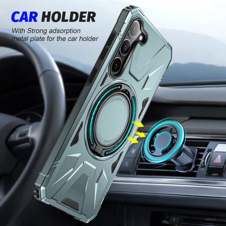 For Samsung Galaxy S25 5G MagSafe Magnetic Shockproof Phone Case with Ring Holder(Green) by buy2fix