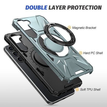 For Samsung Galaxy S25 5G MagSafe Magnetic Shockproof Phone Case with Ring Holder(Green) by buy2fix