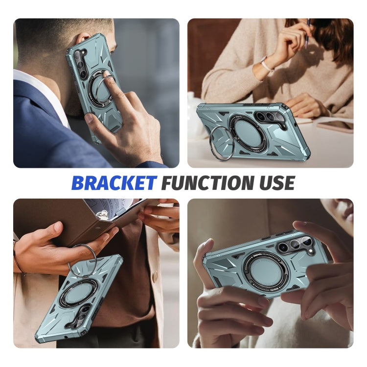 For Samsung Galaxy S25 5G MagSafe Magnetic Shockproof Phone Case with Ring Holder(Green) by buy2fix
