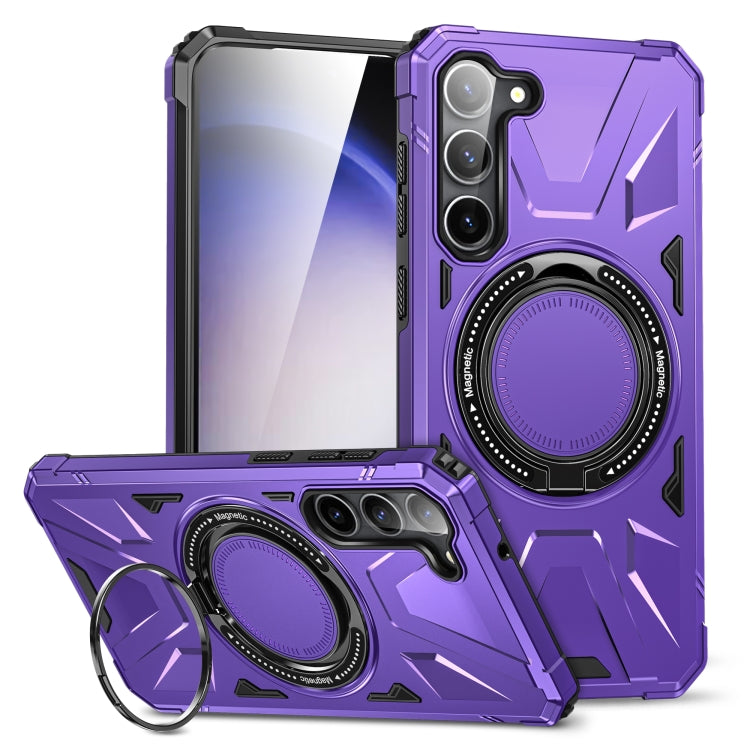 For Samsung Galaxy S25 5G MagSafe Magnetic Shockproof Phone Case with Ring Holder(Purple) by buy2fix