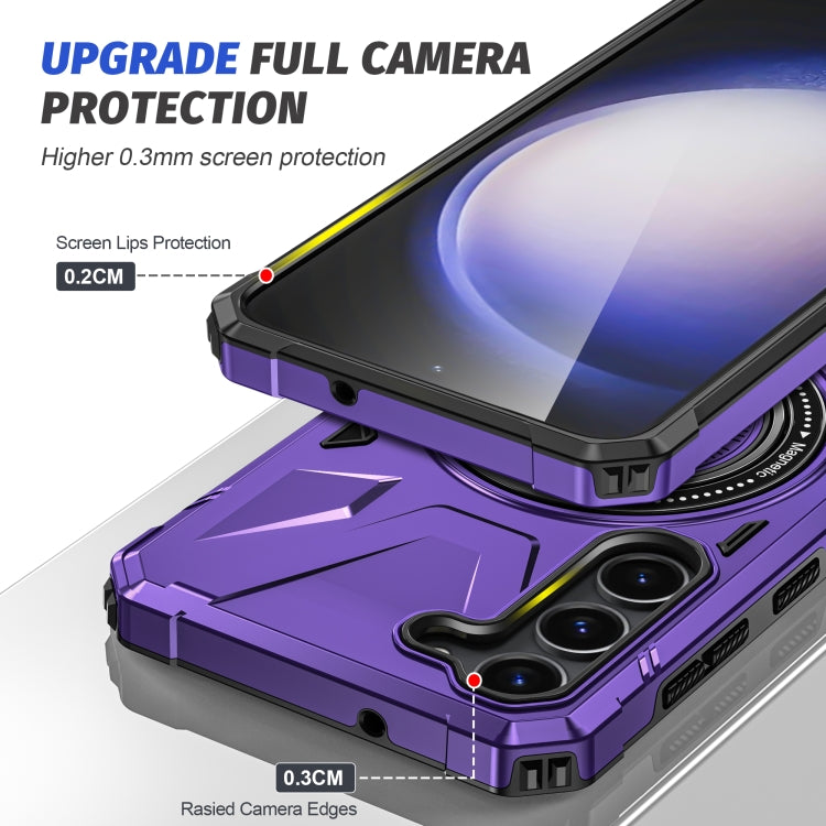 For Samsung Galaxy S25 5G MagSafe Magnetic Shockproof Phone Case with Ring Holder(Purple) by buy2fix