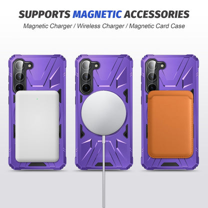 For Samsung Galaxy S25 5G MagSafe Magnetic Shockproof Phone Case with Ring Holder(Purple) by buy2fix