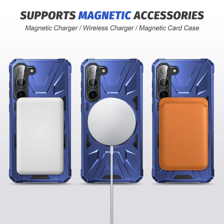 For Samsung Galaxy S25+ 5G MagSafe Magnetic Shockproof Phone Case with Ring Holder(Navy Blue) by buy2fix