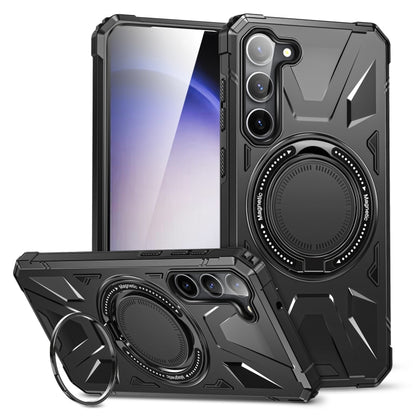 For Samsung Galaxy S25+ 5G MagSafe Magnetic Shockproof Phone Case with Ring Holder(Black) by buy2fix