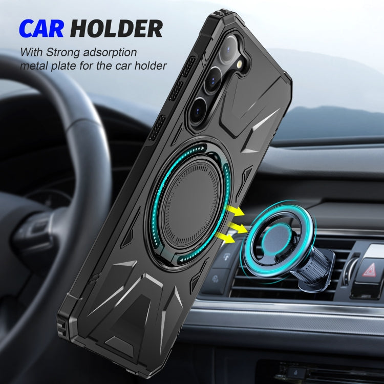 For Samsung Galaxy S25+ 5G MagSafe Magnetic Shockproof Phone Case with Ring Holder(Black) by buy2fix
