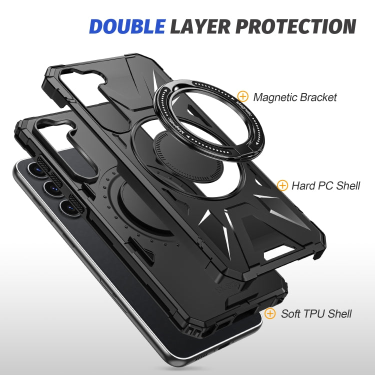 For Samsung Galaxy S25+ 5G MagSafe Magnetic Shockproof Phone Case with Ring Holder(Black) by buy2fix