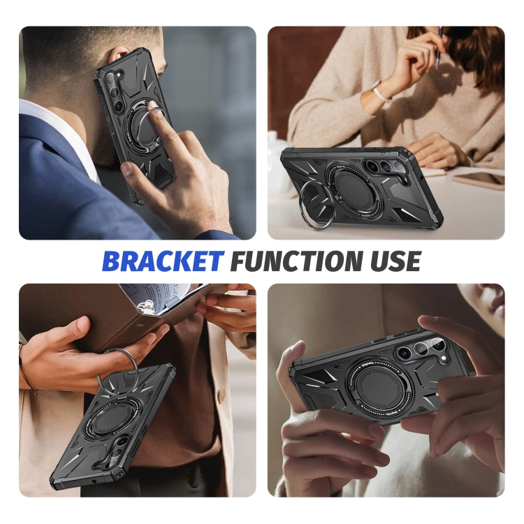 For Samsung Galaxy S25+ 5G MagSafe Magnetic Shockproof Phone Case with Ring Holder(Black) by buy2fix