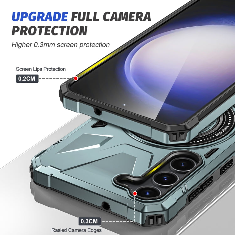 For Samsung Galaxy S25+ 5G MagSafe Magnetic Shockproof Phone Case with Ring Holder(Green) by buy2fix