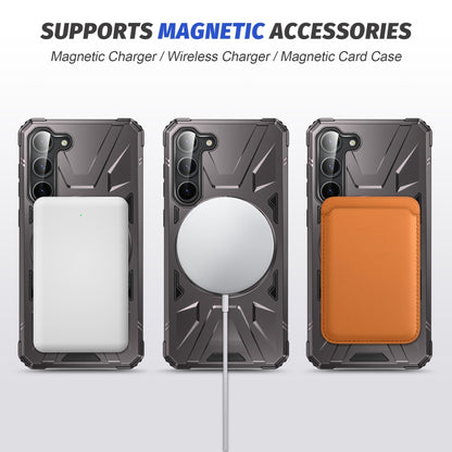 For Samsung Galaxy S25+ 5G MagSafe Magnetic Shockproof Phone Case with Ring Holder(Dark Grey) by buy2fix