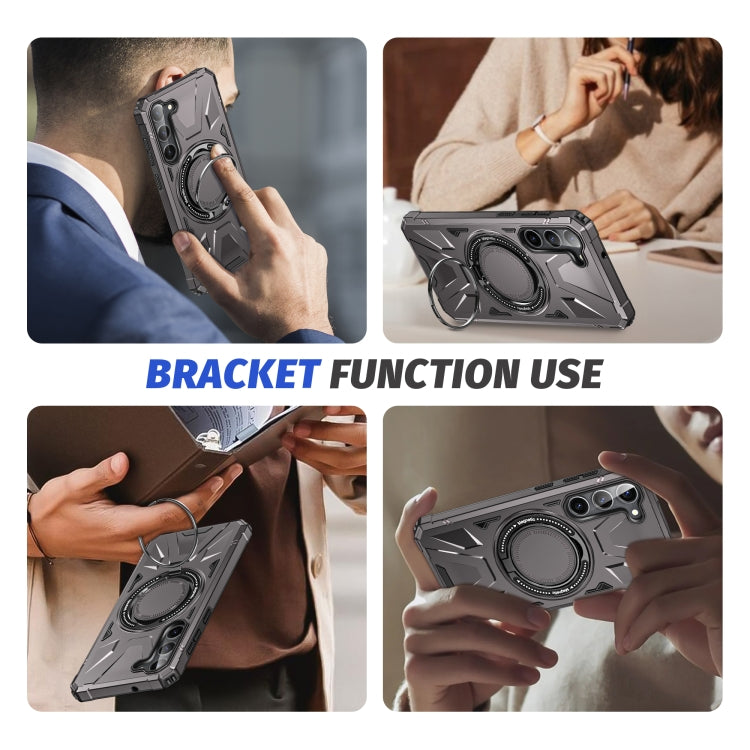 For Samsung Galaxy S25+ 5G MagSafe Magnetic Shockproof Phone Case with Ring Holder(Dark Grey) by buy2fix