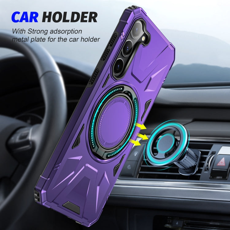 For Samsung Galaxy S25+ 5G MagSafe Magnetic Shockproof Phone Case with Ring Holder(Purple) by buy2fix