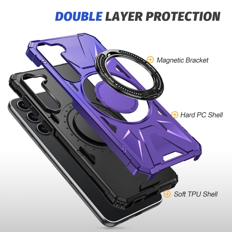 For Samsung Galaxy S25+ 5G MagSafe Magnetic Shockproof Phone Case with Ring Holder(Purple) by buy2fix