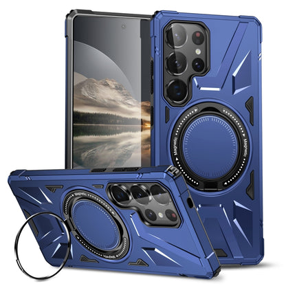 For Samsung Galaxy S25 Ultra 5G MagSafe Magnetic Shockproof Phone Case with Ring Holder(Navy Blue) by buy2fix