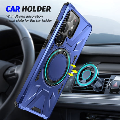 For Samsung Galaxy S25 Ultra 5G MagSafe Magnetic Shockproof Phone Case with Ring Holder(Navy Blue) by buy2fix