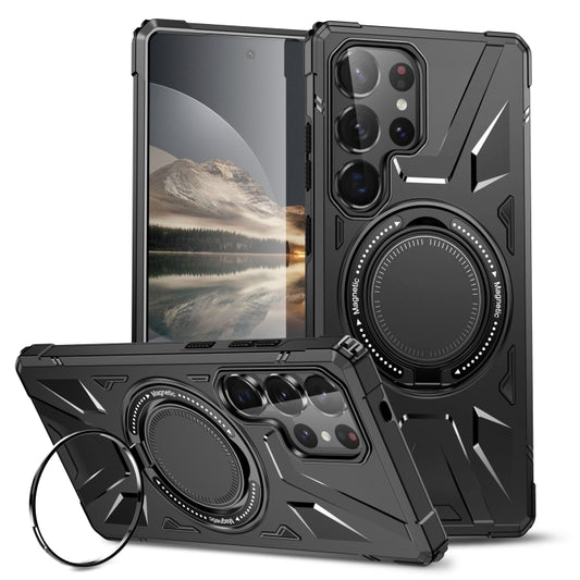 For Samsung Galaxy S25 Ultra 5G MagSafe Magnetic Shockproof Phone Case with Ring Holder(Black) by buy2fix