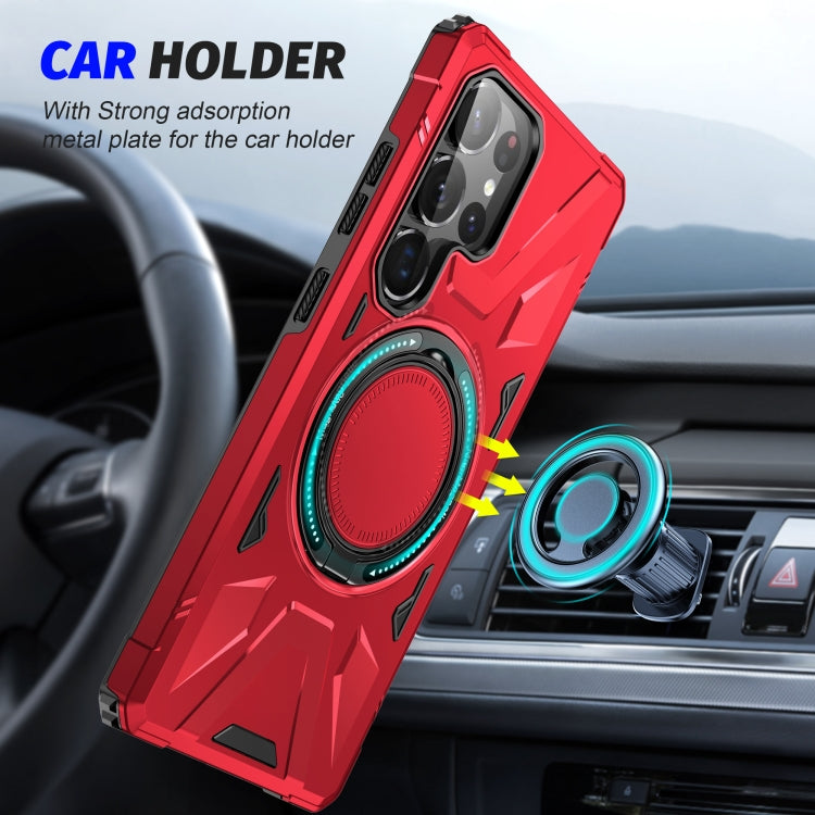 For Samsung Galaxy S25 Ultra 5G MagSafe Magnetic Shockproof Phone Case with Ring Holder(Red) by buy2fix