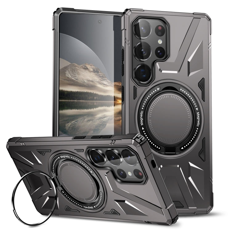 For Samsung Galaxy S25 Ultra 5G MagSafe Magnetic Shockproof Phone Case with Ring Holder(Dark Grey) by buy2fix