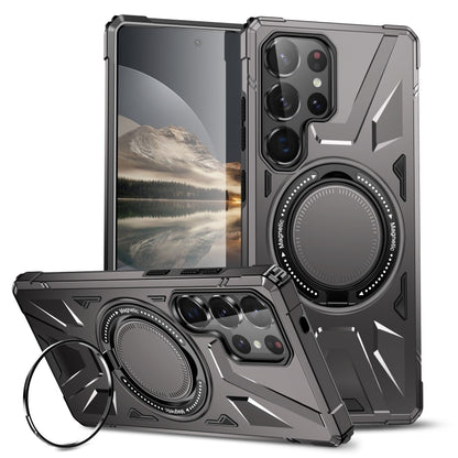 For Samsung Galaxy S25 Ultra 5G MagSafe Magnetic Shockproof Phone Case with Ring Holder(Dark Grey) by buy2fix