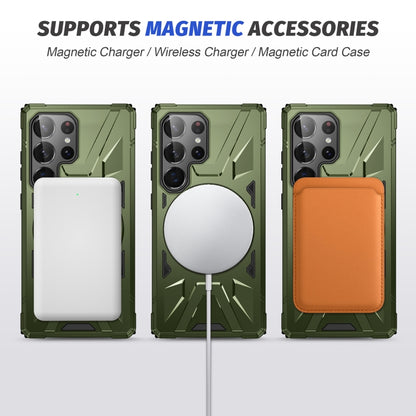 For Samsung Galaxy S25 Ultra 5G MagSafe Magnetic Shockproof Phone Case with Ring Holder(Dark Green) by buy2fix