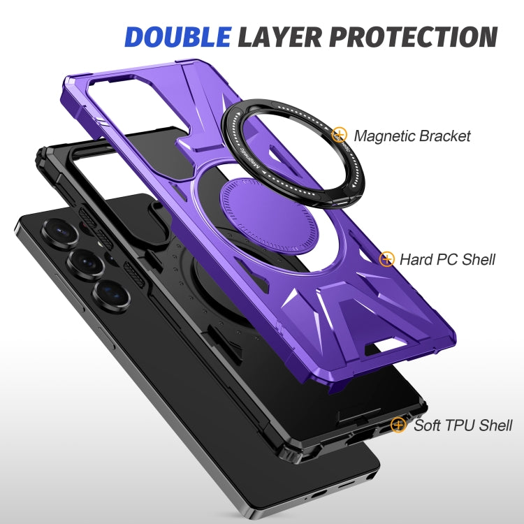 For Samsung Galaxy S25 Ultra 5G MagSafe Magnetic Shockproof Phone Case with Ring Holder(Purple) by buy2fix
