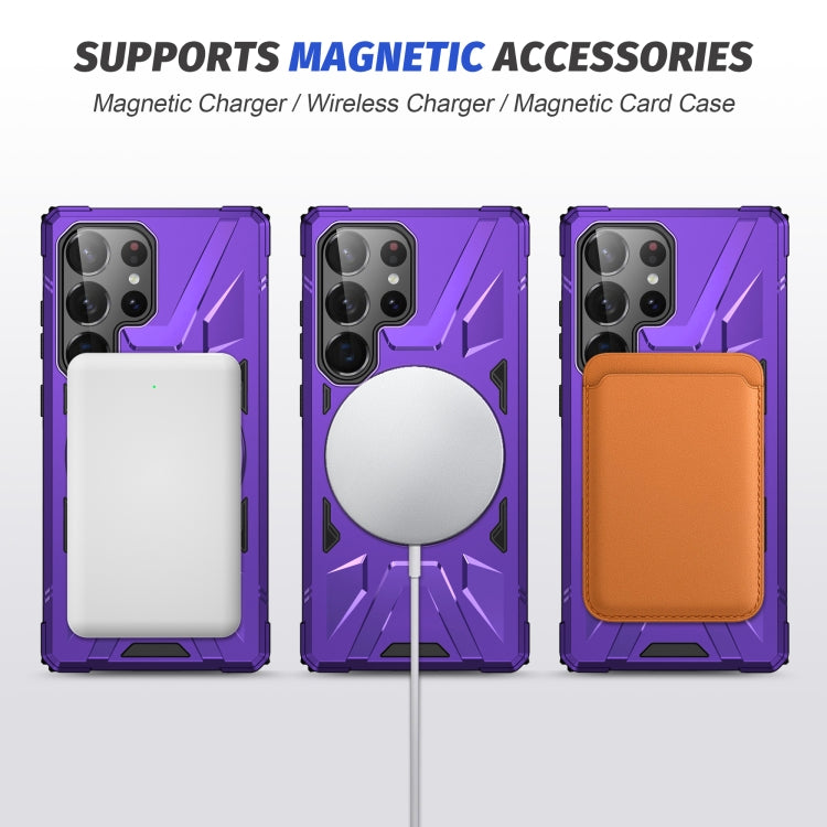 For Samsung Galaxy S25 Ultra 5G MagSafe Magnetic Shockproof Phone Case with Ring Holder(Purple) by buy2fix