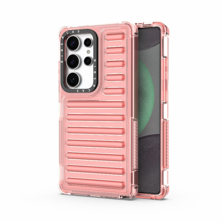 For Samsung Galaxy S25 Ultra 5G High Transparency TPU Hybrid PC Airbag Phone Case(Peach Red) by buy2fix