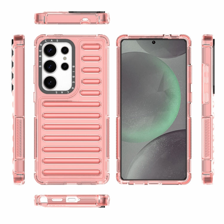 For Samsung Galaxy S25 Ultra 5G High Transparency TPU Hybrid PC Airbag Phone Case(Peach Red) by buy2fix