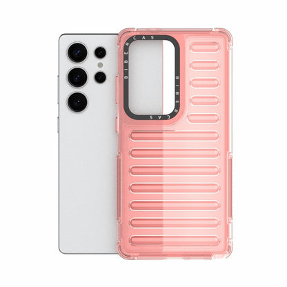 For Samsung Galaxy S25 Ultra 5G High Transparency TPU Hybrid PC Airbag Phone Case(Peach Red) by buy2fix