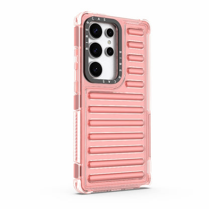 For Samsung Galaxy S25 Ultra 5G High Transparency TPU Hybrid PC Airbag Phone Case(Peach Red) by buy2fix
